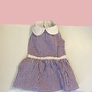Doggy Dress by Fab Dog Size M Purple Gingham Checks White Collar Lined Bodice